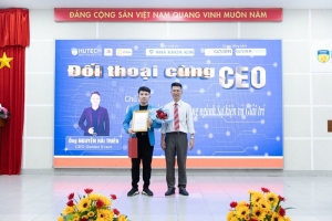 Sinh viên HUTECH nghe CEO Nguyễn Hải Triều chia sẻ kinh nghiệm tìm sự đam mê trong ngành Sự kiện và Giải trí