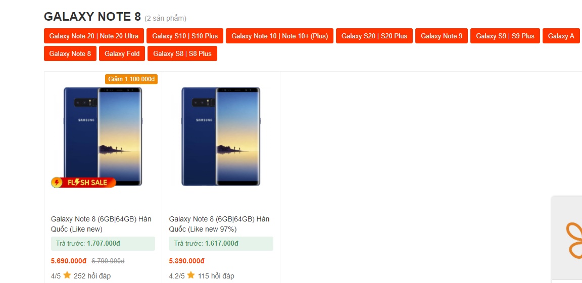 Galaxy Note 8, Galaxy Note 8 giá rẻ nhất