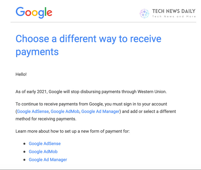 Google AdSense Western Union, 