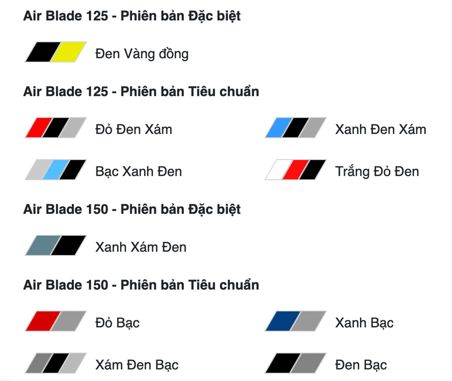 Honda Air Blade 2020 có những màu nào?