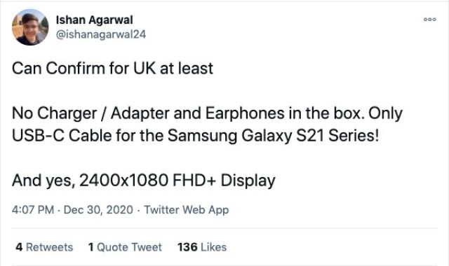 Điện thoại Samsung, Galaxy S21 series, Điện thoại không bán kèm sạc, Xiaomi Mi 11, Apple,