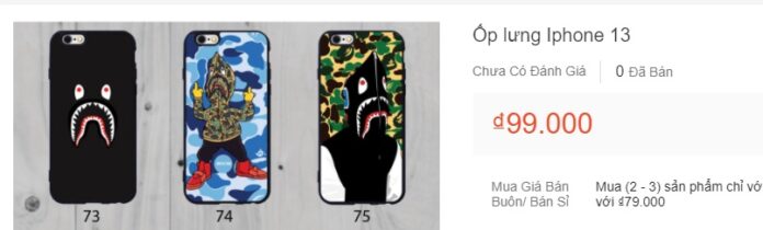 Ốp lưng iPhone 13 giá 99.000 đồng trên Shopee