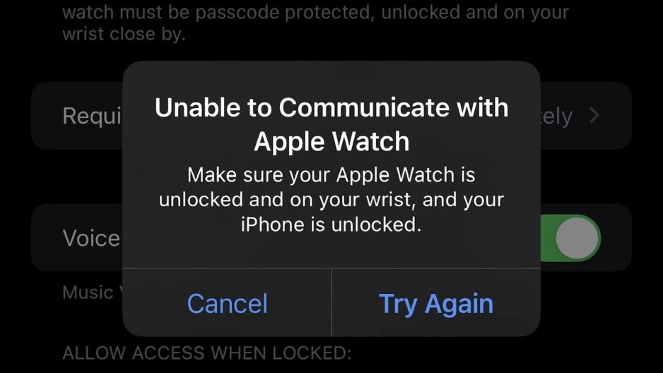 Tính năng mở khóa bằng Apple Watch