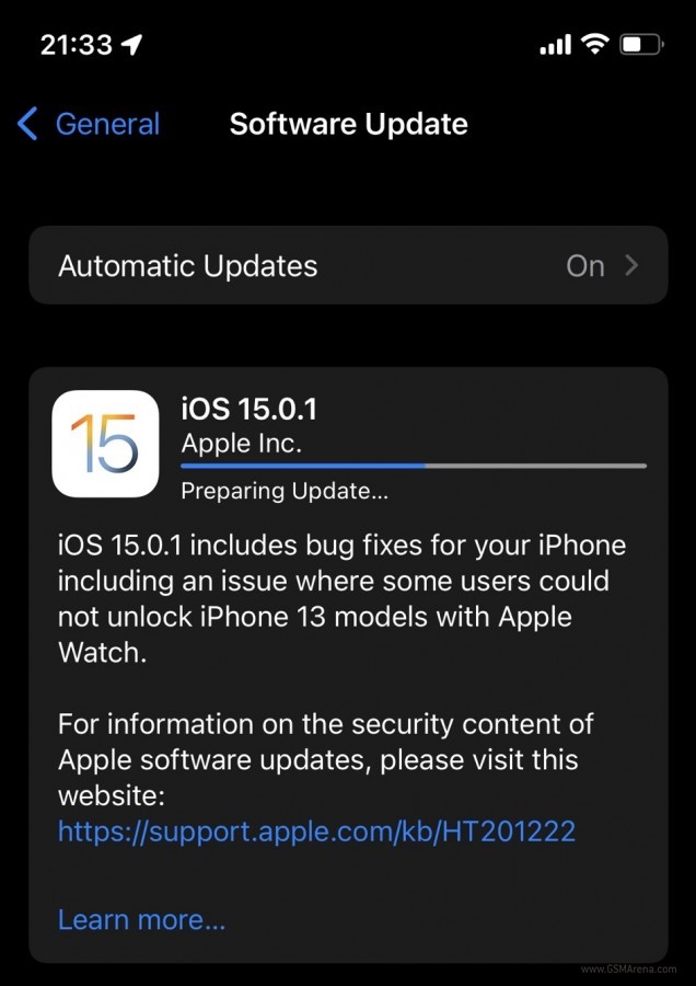 phát hành iOS 15.0.1