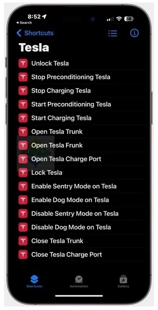 Siri, Tesla, ứng dụng Tesla